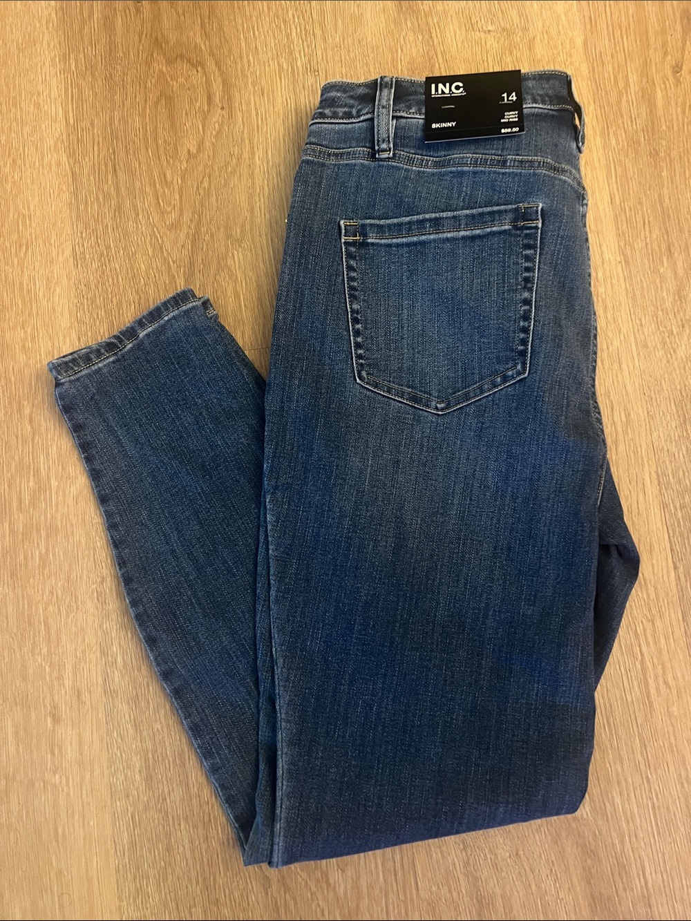 INC International Concepts Women's Curvy Skinny Jeans - Dark Blue